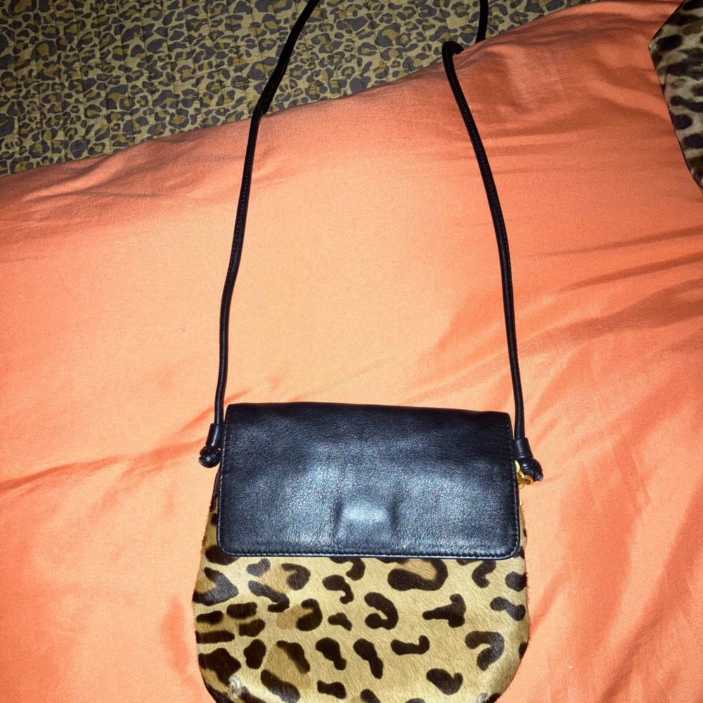 Stylish Anericana
 Leopard Print Crossbody Bag with Black Flap